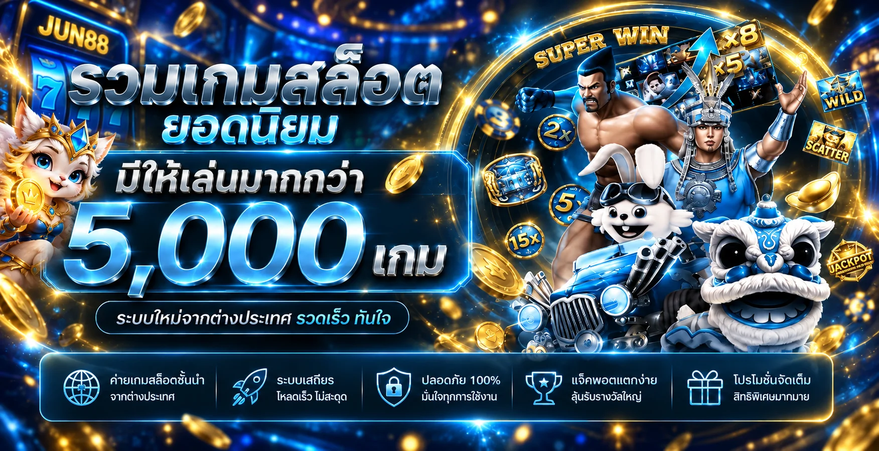 แบนเนอร์ JUN88 รวมเกมสล็อตยอดนิยม